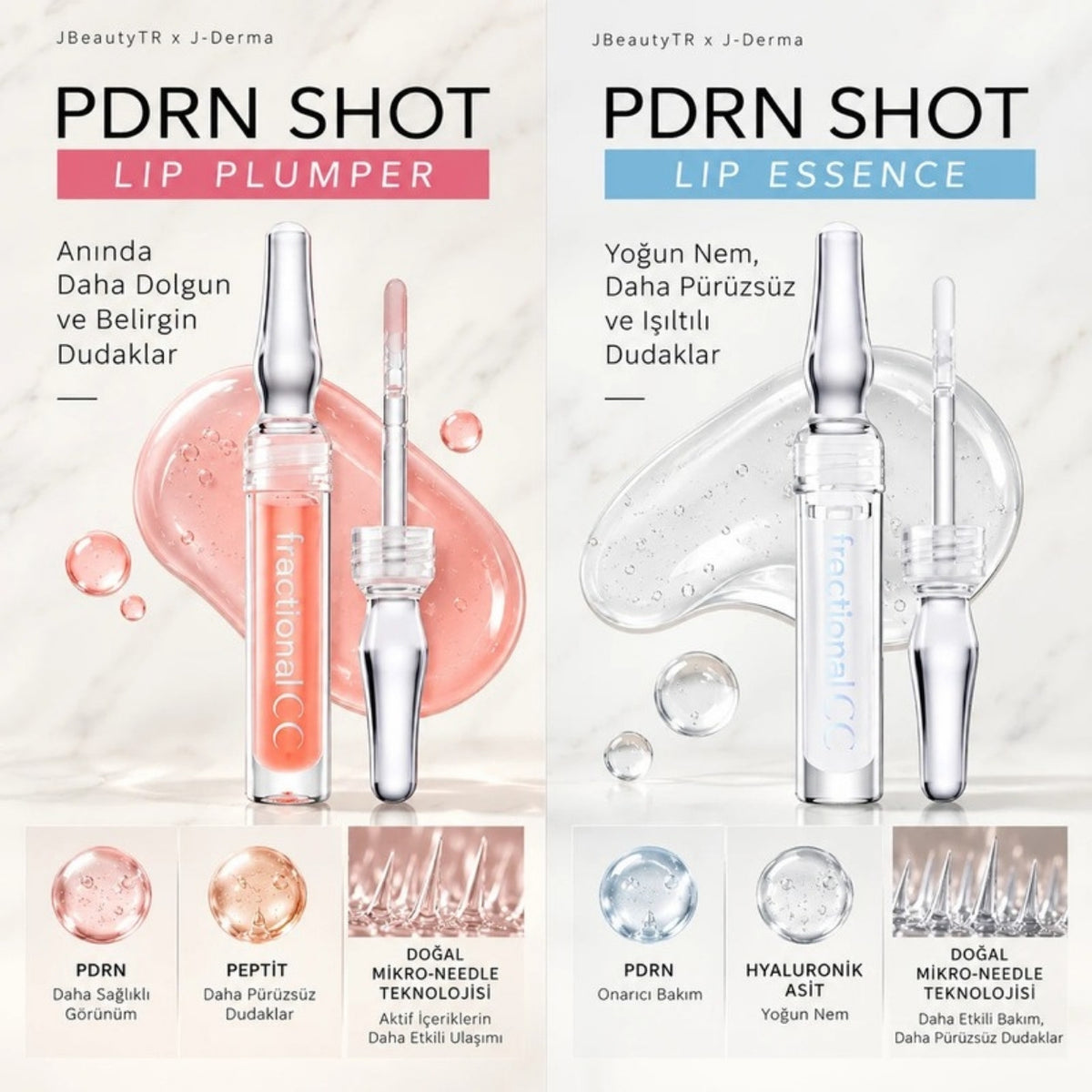 PDRN Shot Lip Plumper ve Lip Essence karşılaştırması