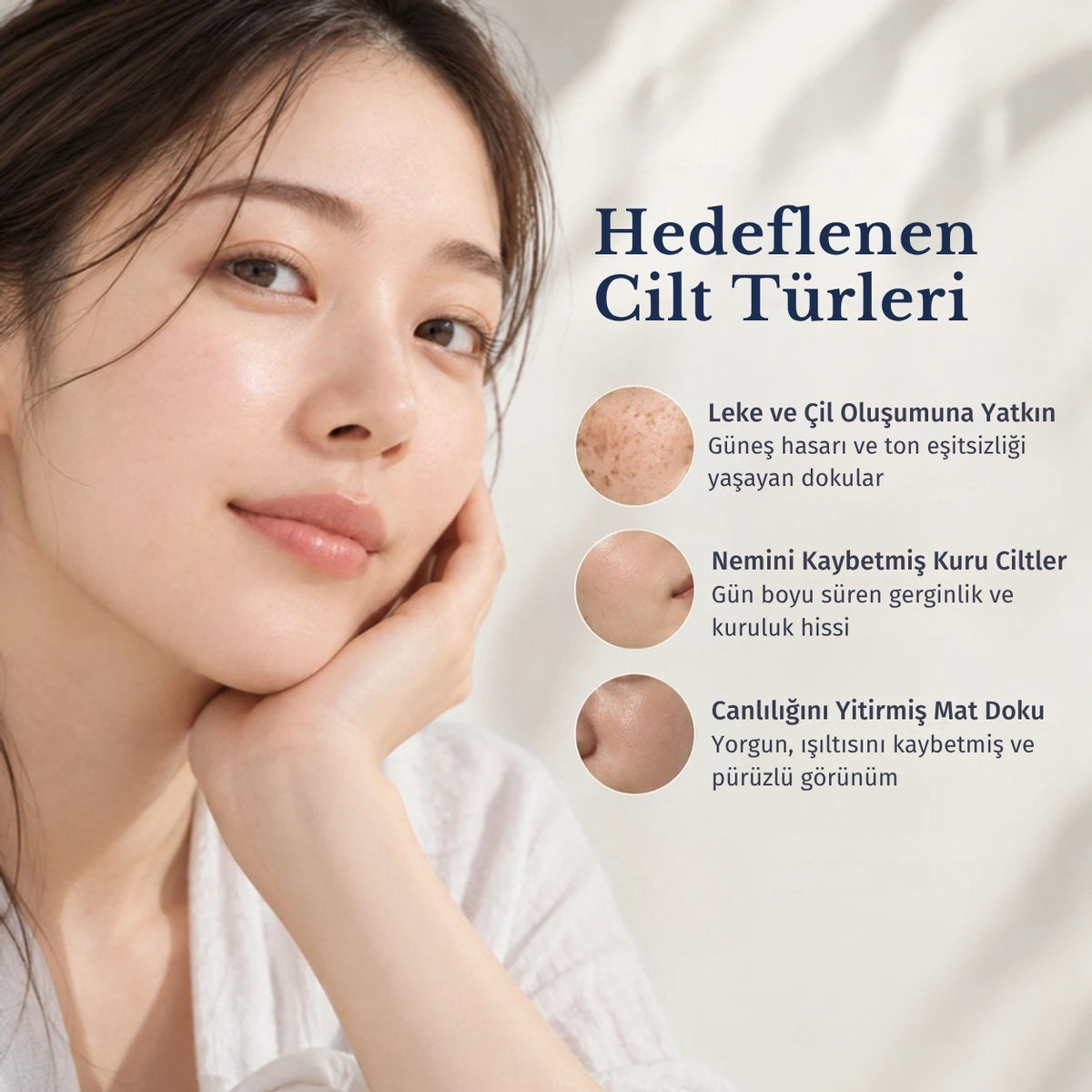 Simple Balance Whitening Lotion hedeflenen cilt türleri: leke eğilimli, kuru ve mat ciltler