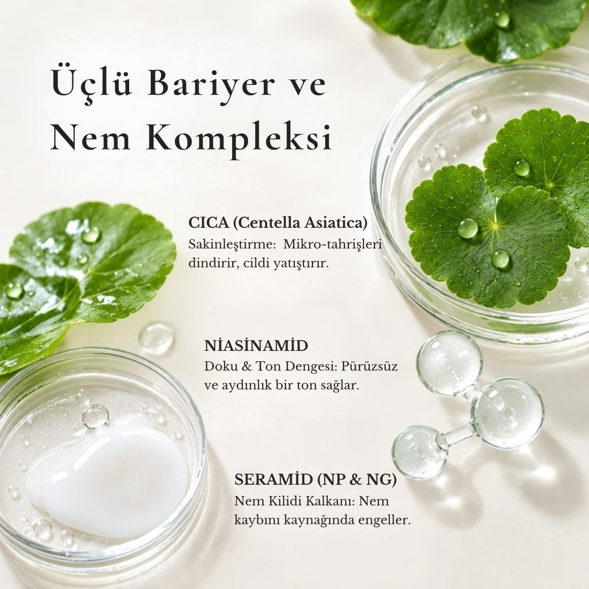Utena Simple Balance Moisture Lotion HA içerikleri: CICA, niasinamid, seramid