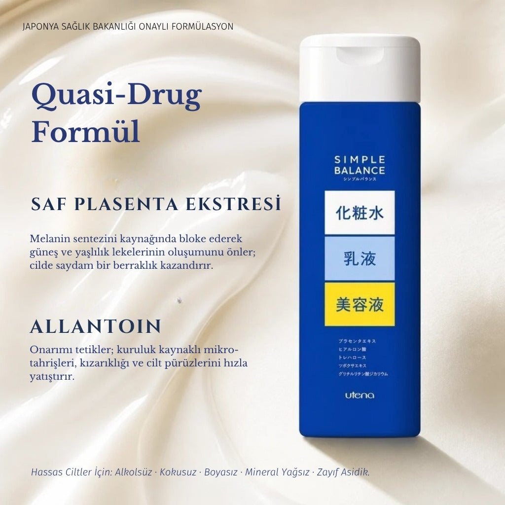 Simple Balance Whitening Lotion quasi-drug formülü: plasenta ekstresi ve allantoin