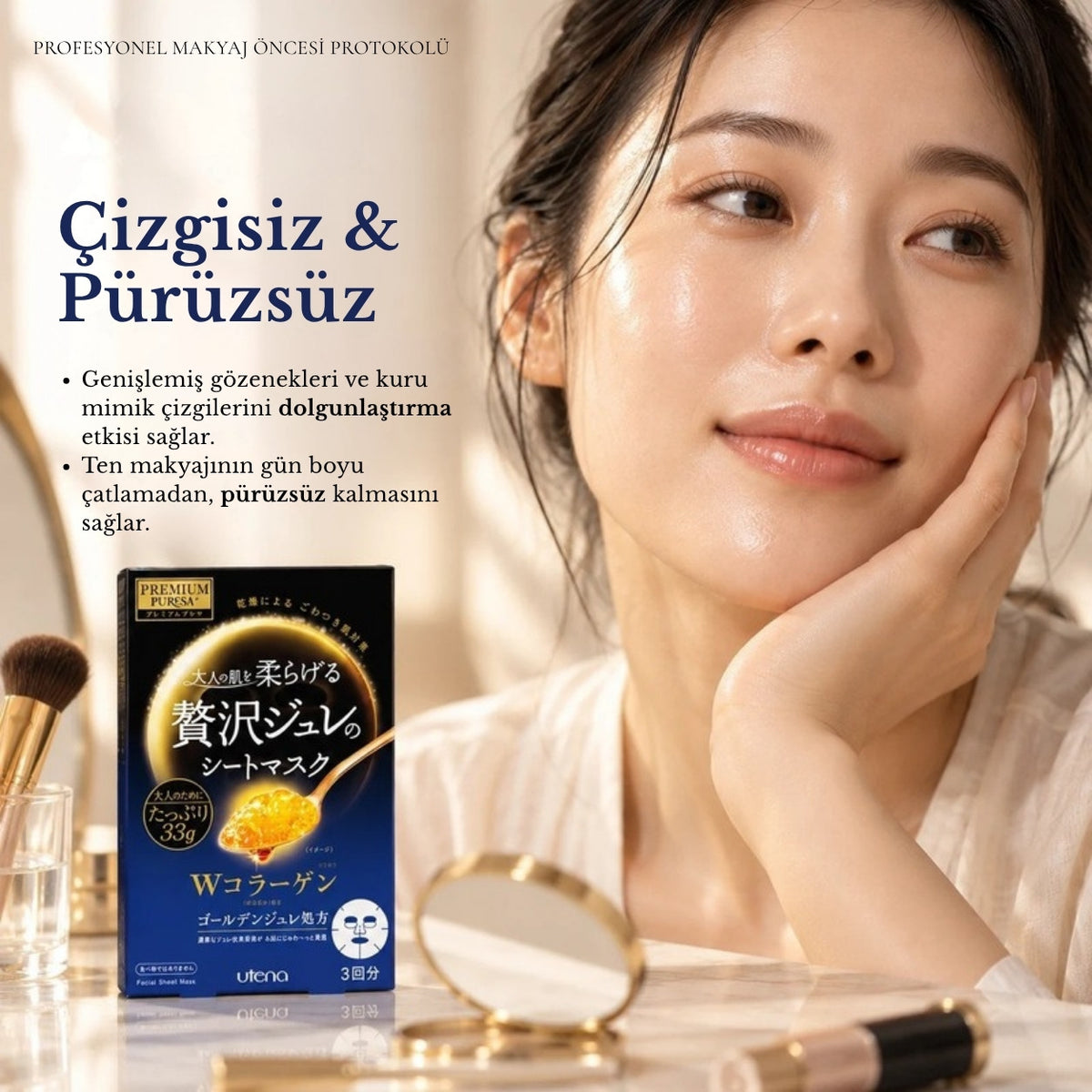 Golden Jelly Mask Kolajen sonrası pürüzsüz görünen cilt