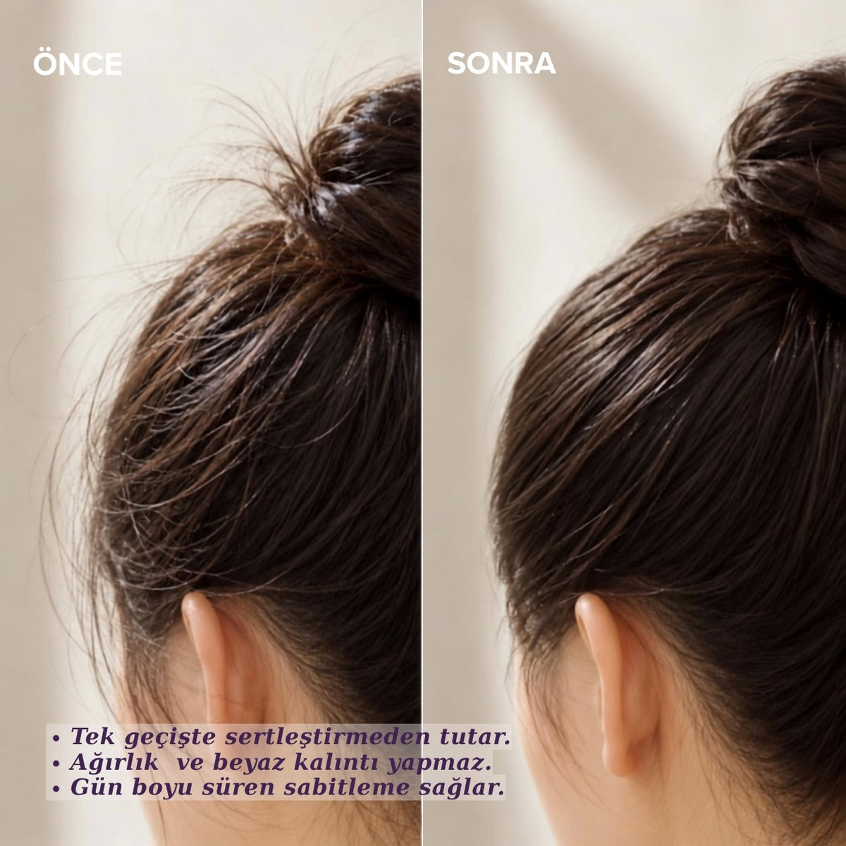 Matomage stick ile bebek saçlarının önce ve sonrası