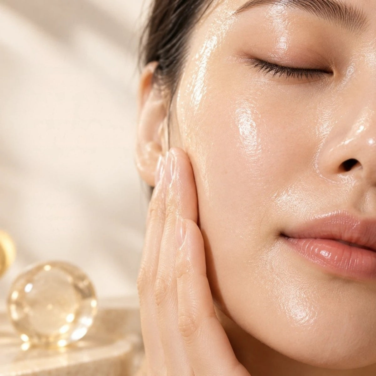Golden Jelly Mask Kolajen uygulaması sonrası ışıltılı cilt
