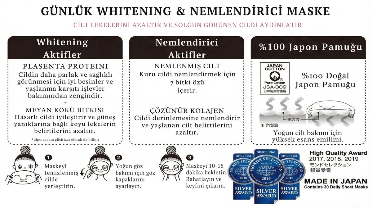 Japan Gals - White Essence Mask [Quasi-Drug] - (30 adet) - JBeautyTR