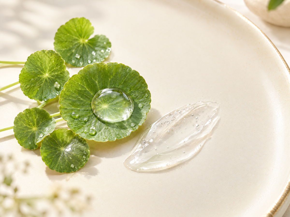 Centella asiatica yaprakları ve jel